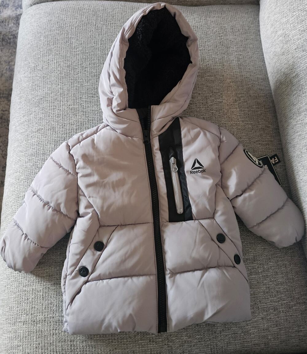 Reebok Toddler Puffer Jacket with Sherpa-Lined Hood Sz 12M NEW with TAGS